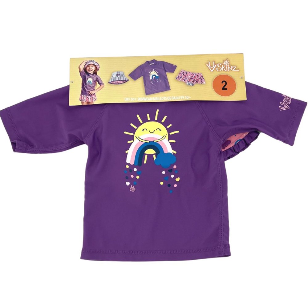 UV Skinz | Girl's Swimwear Set | Purple & Pink | 3 Piece Set | Size 2T